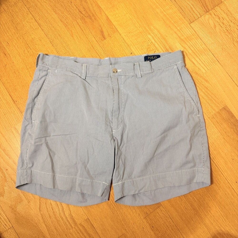 Polo Ralph Lauren Men's Classic Fit 6" Shorts Cotton Striped White Blue 36 GUC